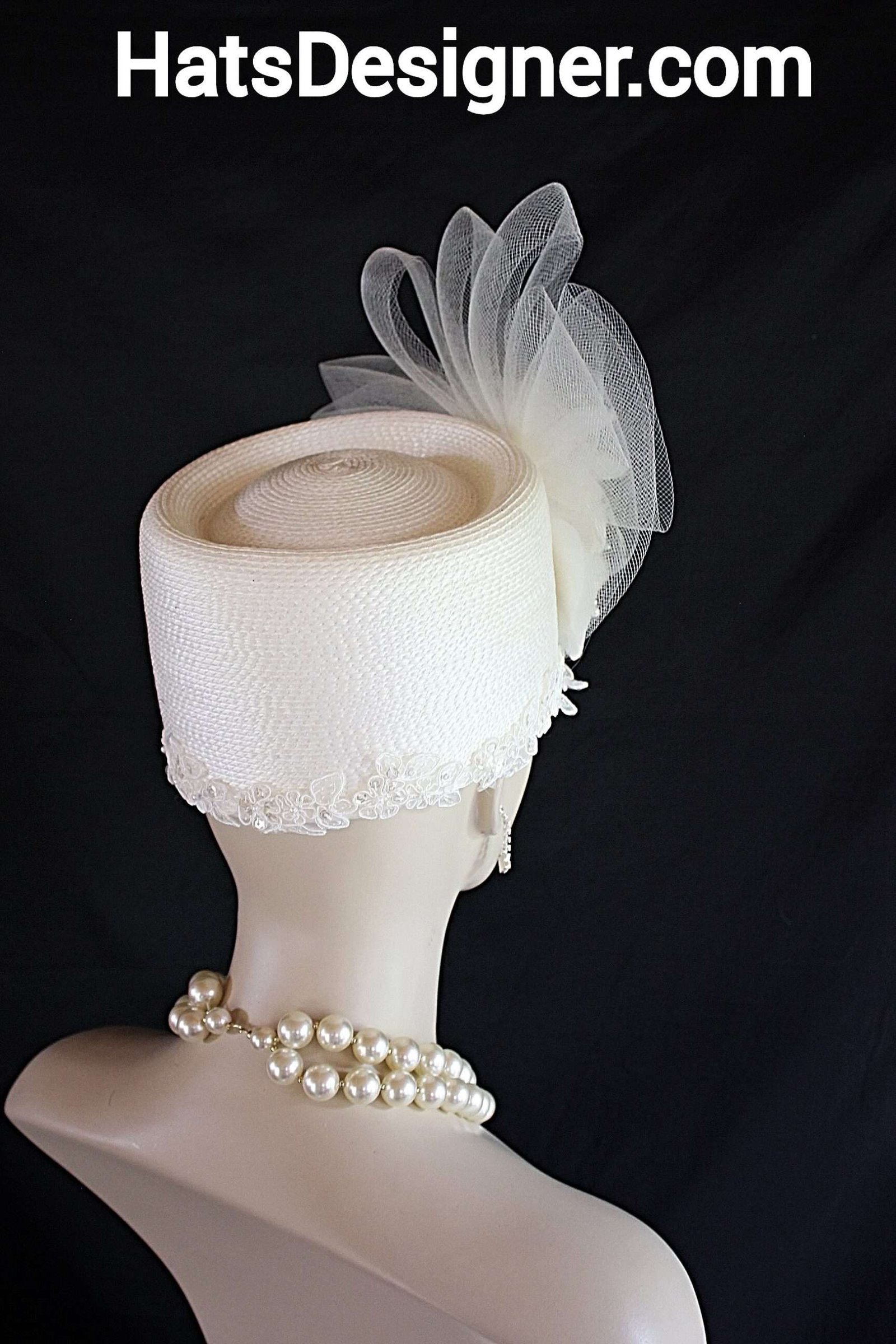 Avant Garde Luxury Pillbox Wedding Hat