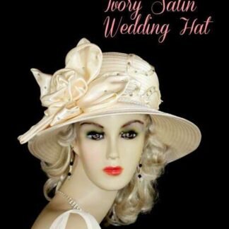 Couture Designer Ivory Satin Wedding Bridal Women's Hat