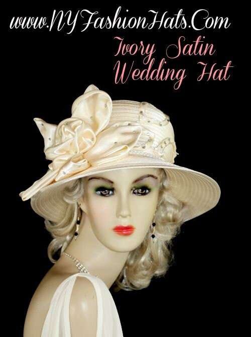 Couture Designer Ivory Satin Wedding Bridal Women's Hat