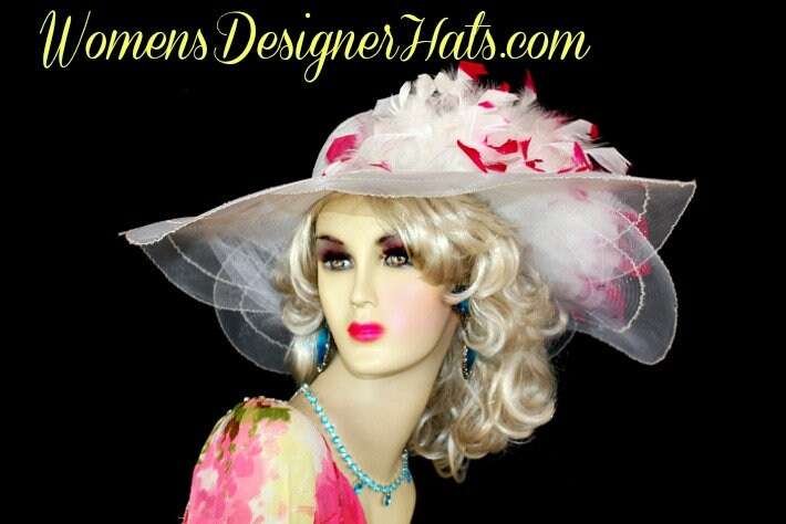 Couture Designer Wide Brim Fashion Hat Feathers