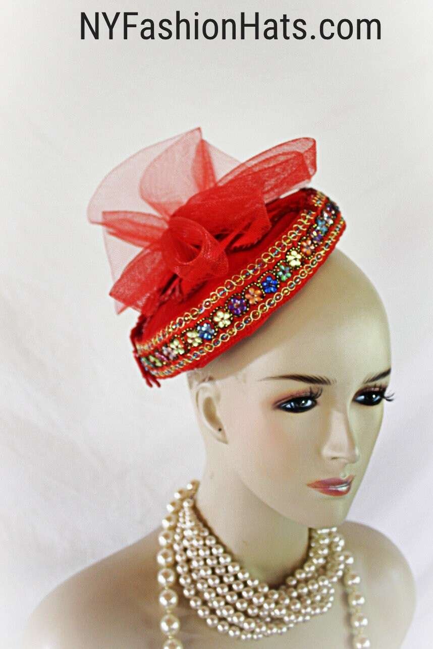 Beaded Sequin Formal Cocktail Hat Fascinator