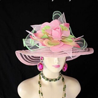 Hat Hatue Couture Pink Passion Lime Apple Green