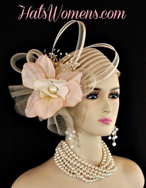 Haute Couture Beige Sheer Pillbox Bridal Hat