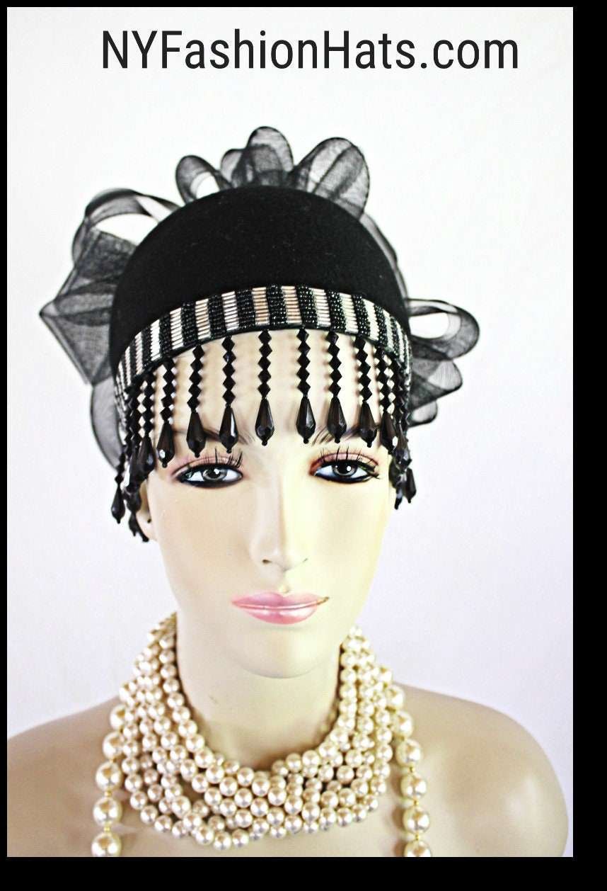 Haute Couture Luxury Black Wool Winter Fashion Hat For Women