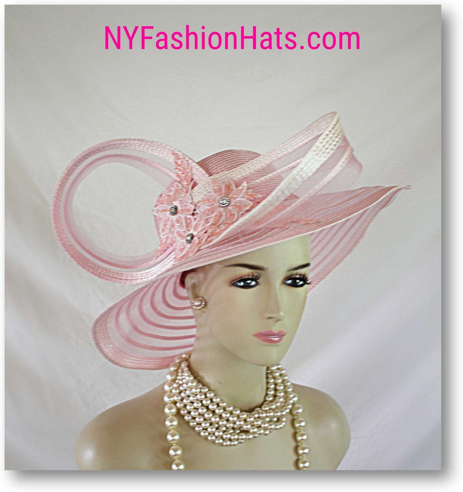 Haute Couture Pink Designer Wedding Bridal Hat