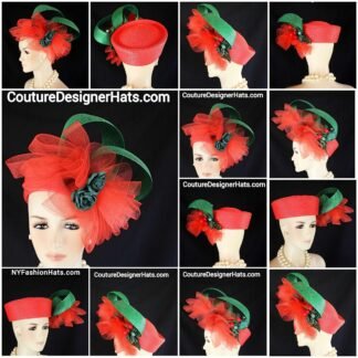 Red Green Christmas Pillbox Wedding Hat