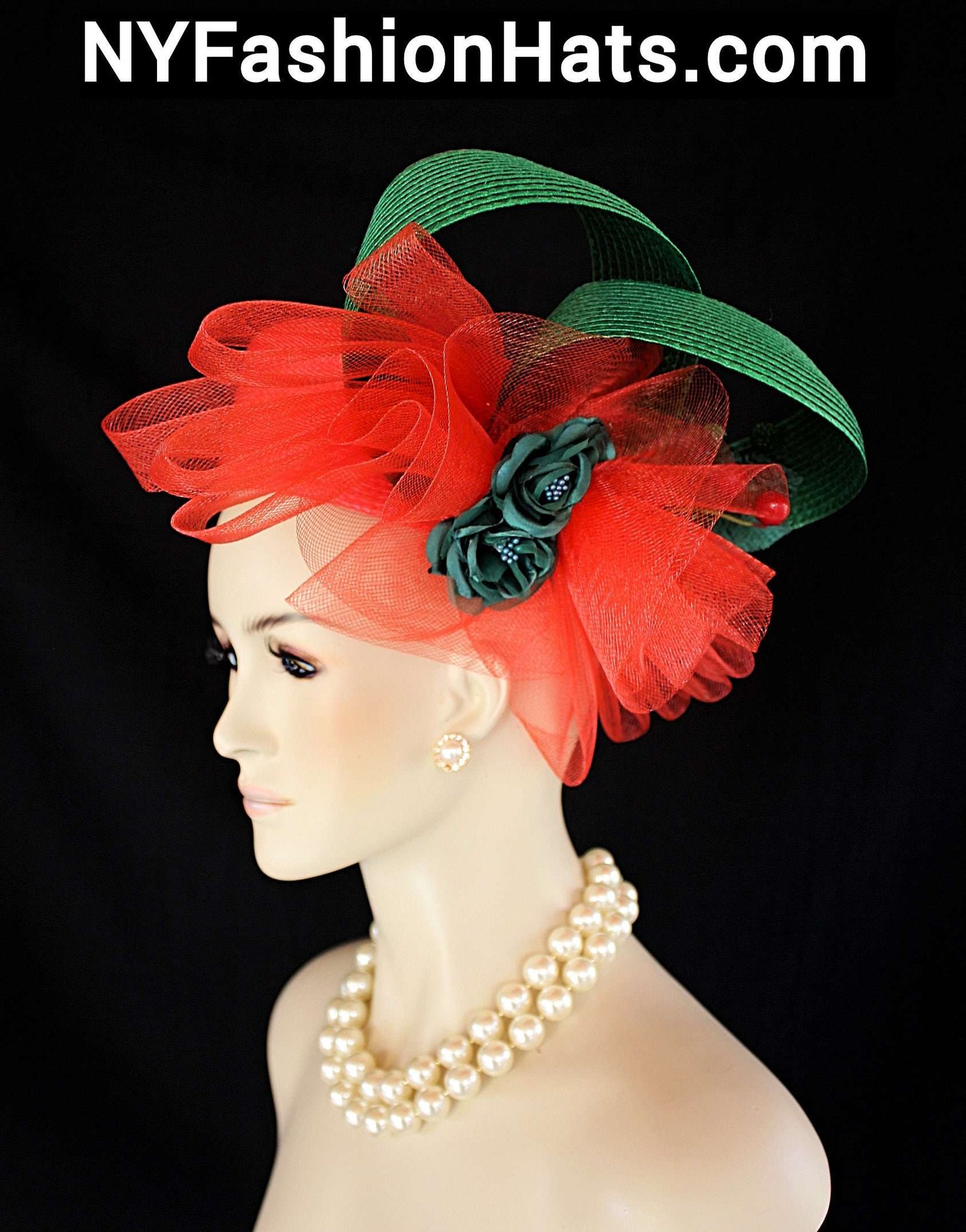 Red Green Christmas Pillbox Wedding Hat