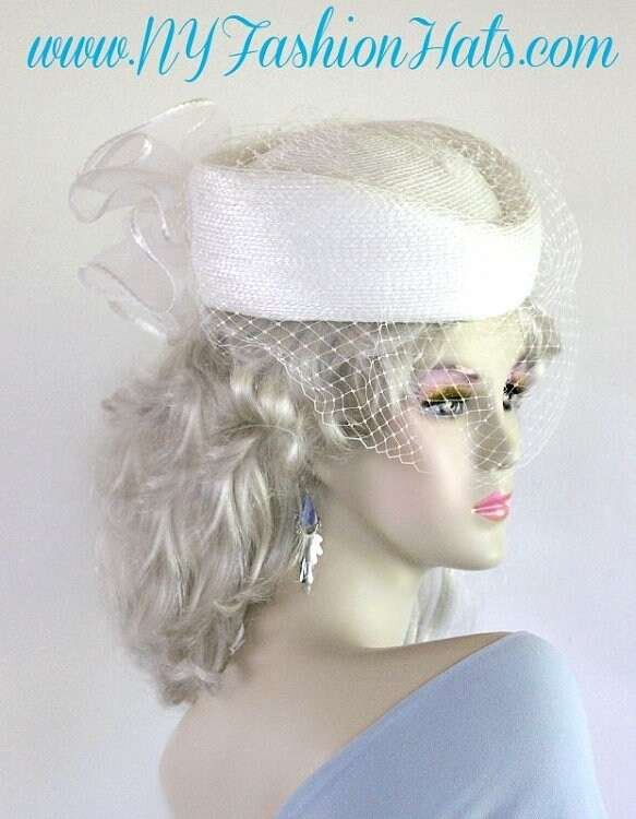 Women's Birdcage Veil Classic Pillbox Designer Wedding Church Hat