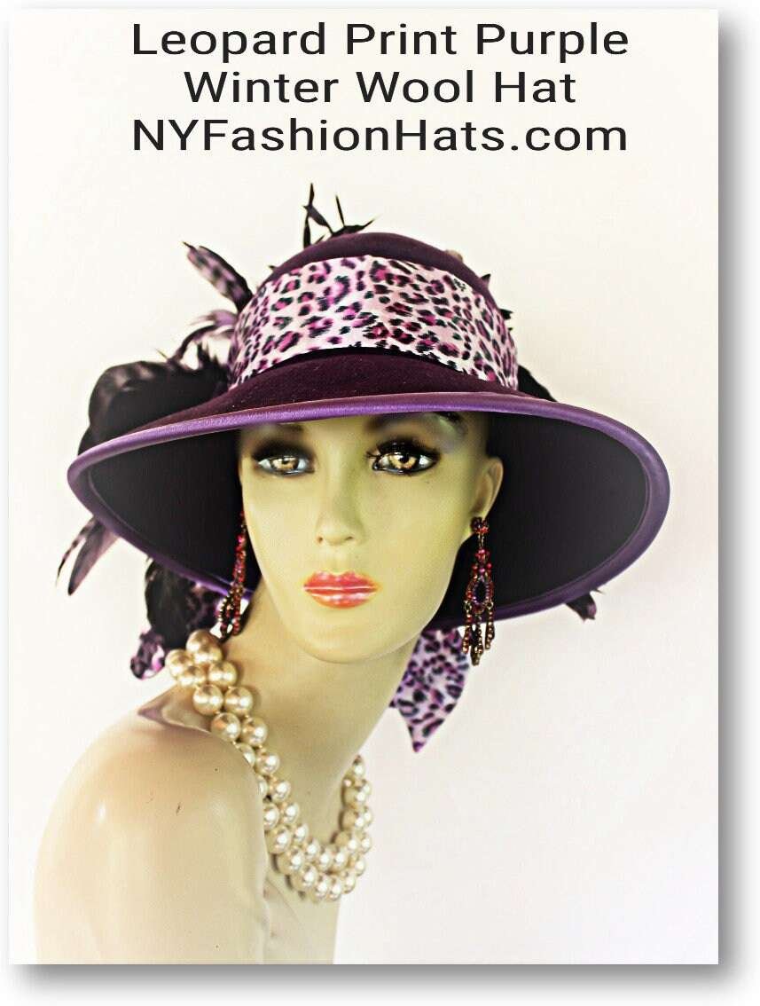 Pink Black Leopard Print Formal Hat